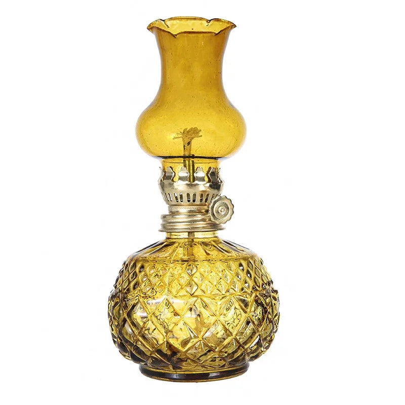 Rustic Large Oil Lamp Vintage Glass Kerosene Lamp Antique Oil Lamps for Indoor Use Emergency Lighting Hurricane Lamp Chamber