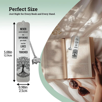 Metal Bookmark Gifts with Inspirational Quotes, Stainless Steel Book Marks Graduation, Retirement, Teacher
