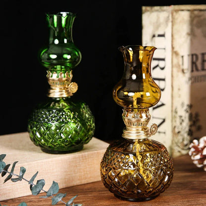 Rustic Large Oil Lamp Vintage Glass Kerosene Lamp Antique Oil Lamps for Indoor Use Emergency Lighting Hurricane Lamp Chamber