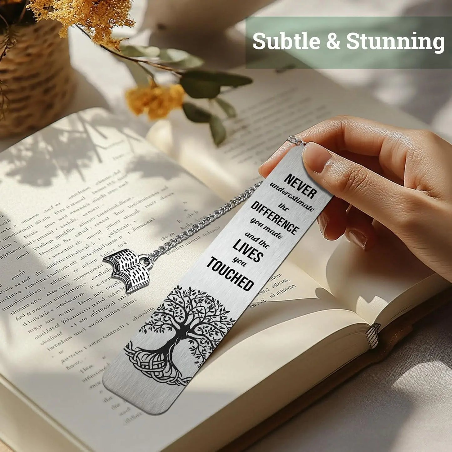 Metal Bookmark Gifts with Inspirational Quotes, Stainless Steel Book Marks Graduation, Retirement, Teacher