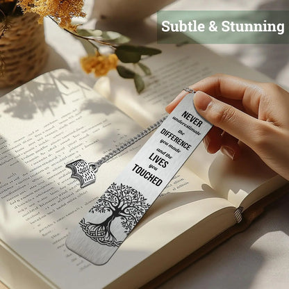 Metal Bookmark Gifts with Inspirational Quotes, Stainless Steel Book Marks Graduation, Retirement, Teacher