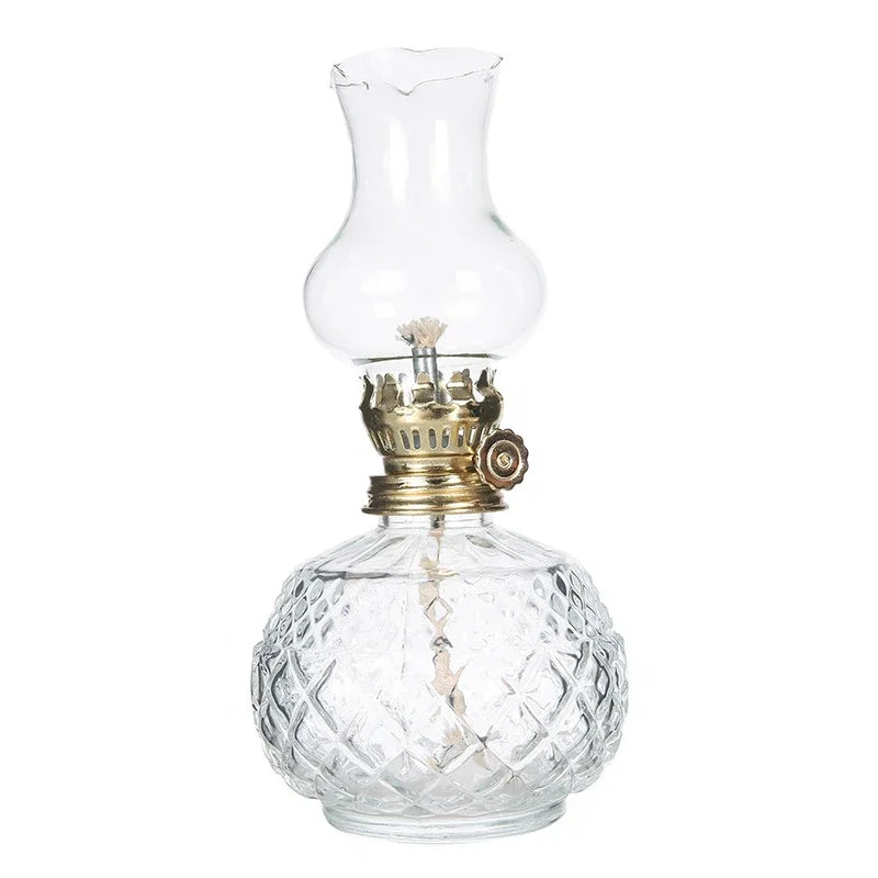 Rustic Large Oil Lamp Vintage Glass Kerosene Lamp Antique Oil Lamps for Indoor Use Emergency Lighting Hurricane Lamp Chamber