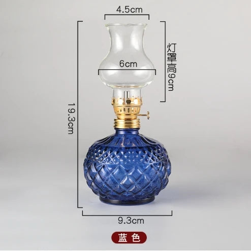 Rustic Large Oil Lamp Vintage Glass Kerosene Lamp Antique Oil Lamps for Indoor Use Emergency Lighting Hurricane Lamp Chamber