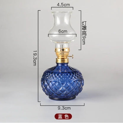 Rustic Large Oil Lamp Vintage Glass Kerosene Lamp Antique Oil Lamps for Indoor Use Emergency Lighting Hurricane Lamp Chamber