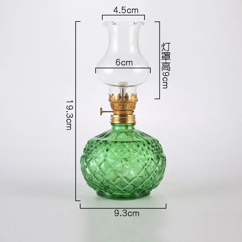 Rustic Large Oil Lamp Vintage Glass Kerosene Lamp Antique Oil Lamps for Indoor Use Emergency Lighting Hurricane Lamp Chamber